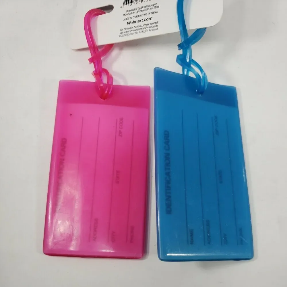 Luggage Tags American Tourister Pink and Blue Jelly with ID Cards Set of 2 NEW
